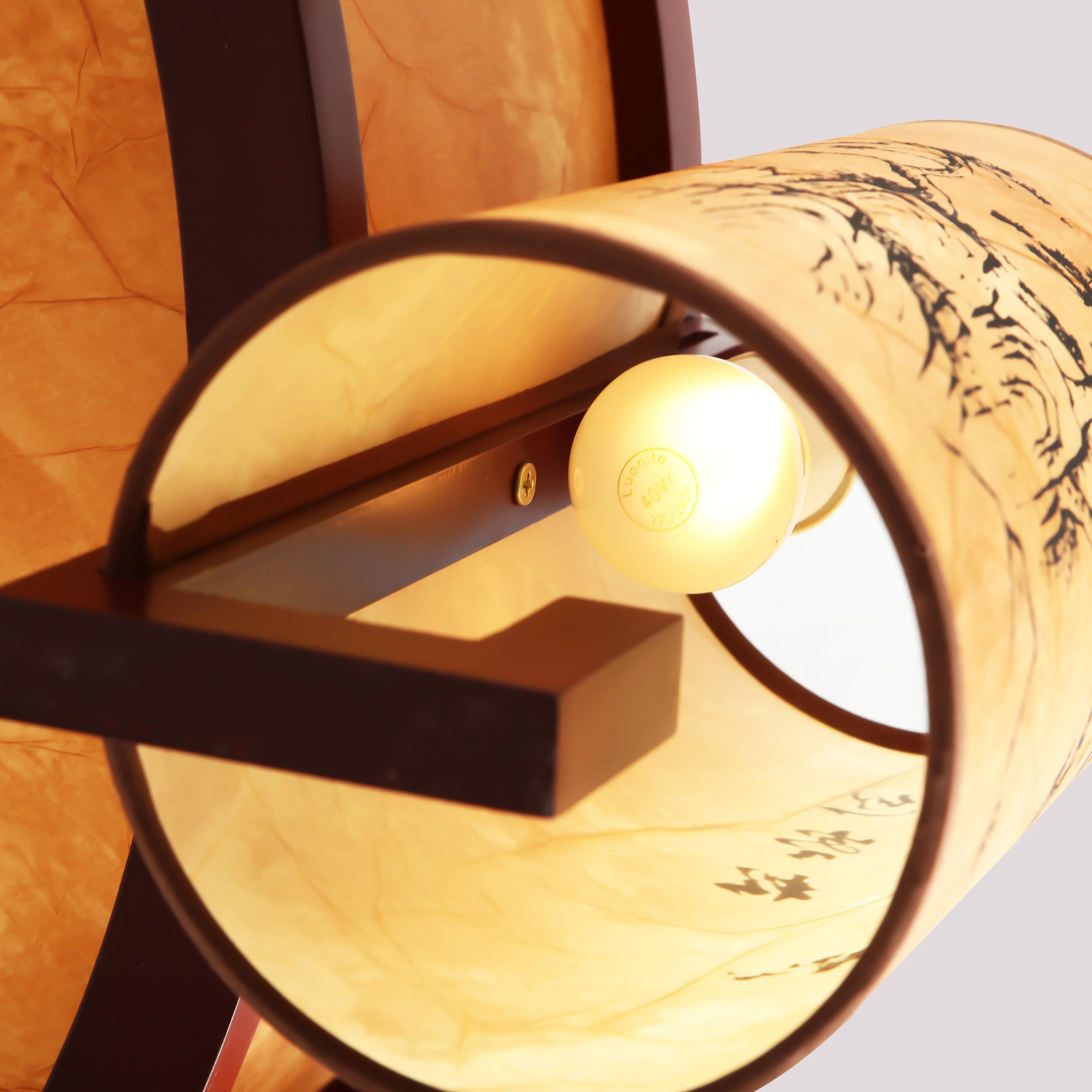 Современная китайская деревянная круглая лампа Античная люстра освещение для