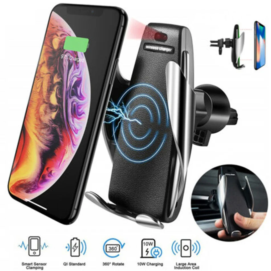 Автоматическое автомобильное Qi Беспроводное зарядное устройство для iPhone 11 XS Max X 8 R 7 10 Вт Быстрое беспроводное зарядное устройство для samsung S10 S9 Xiaomi Mi 9