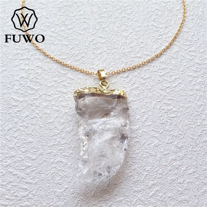Женское колье с драгоценным камнем FUWO и кварцем заполненное 24 каратным золотом