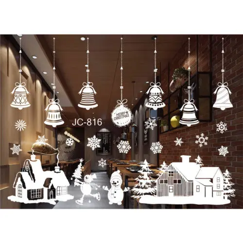 Merry Christmas Removable Art Vinyl Home and Window Wall Sticker Decoration Xmas Santa Claus Snowflakes Town Decal Decor | Дом и сад