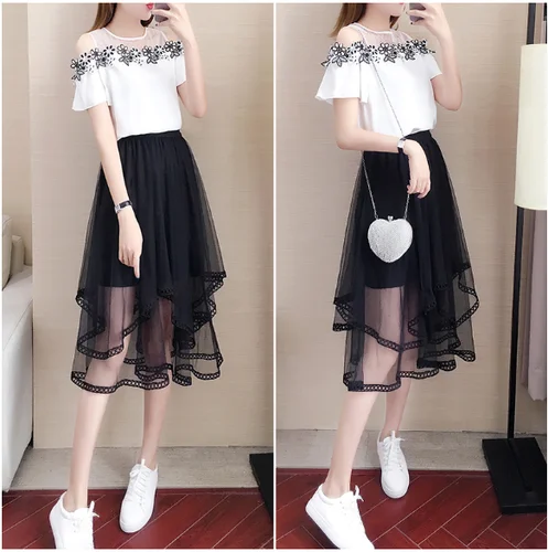 Летняя Новинка Корейская женская шифоновая блузка с открытыми плечами сетчатая