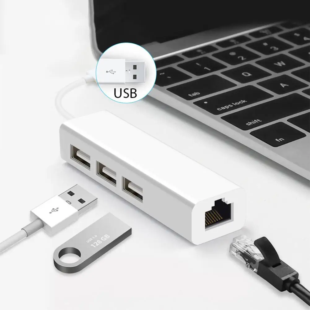 

3-Port USB 3.0 HUB RJ45 Gigabit Ethernet Port With 10 100 1000 Gigabit Ethernet Converter 3 USB 3.0 Ports