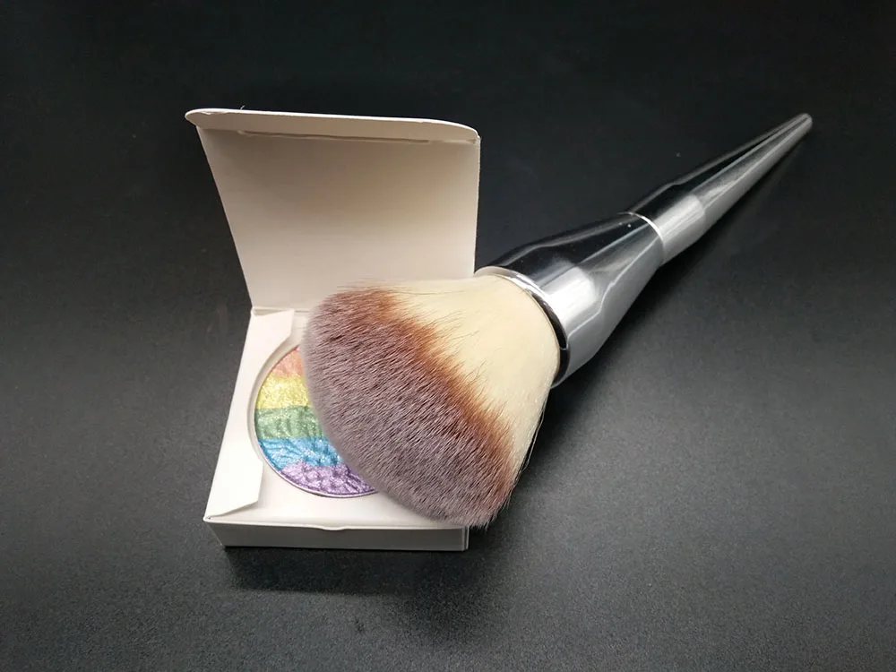 3D Радуга пудра хайлайтер + большая контурная кисть румяна палитра блестящий