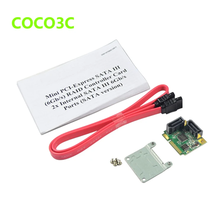 Карта контроллера RAID для mini ITX mPCIe 2 порта SATA 3 0 PCIe преобразователь III 6 ГБ кронштейн