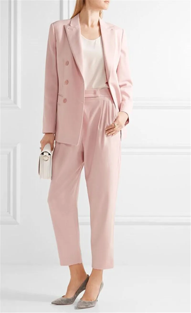 Pink Women Pantsuits Ladies Business Office Tuxedos Formal Work Wear 2 Pieces Jacket+Pants Women Suits Custom Made