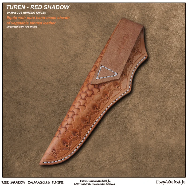 TUREN-Red Shadow 60 HRC ручной работы дамасский охотничий прямой нож коровья Кость