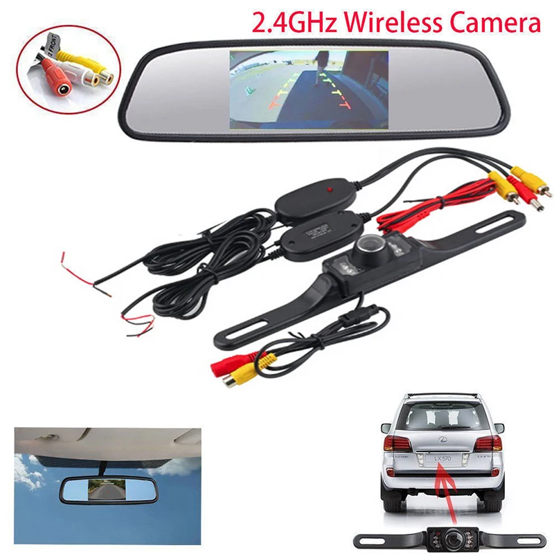 Зеркало заднего вида автомобильное с цветным ЖК-дисплеем 4 3 дюйма + беспроводной