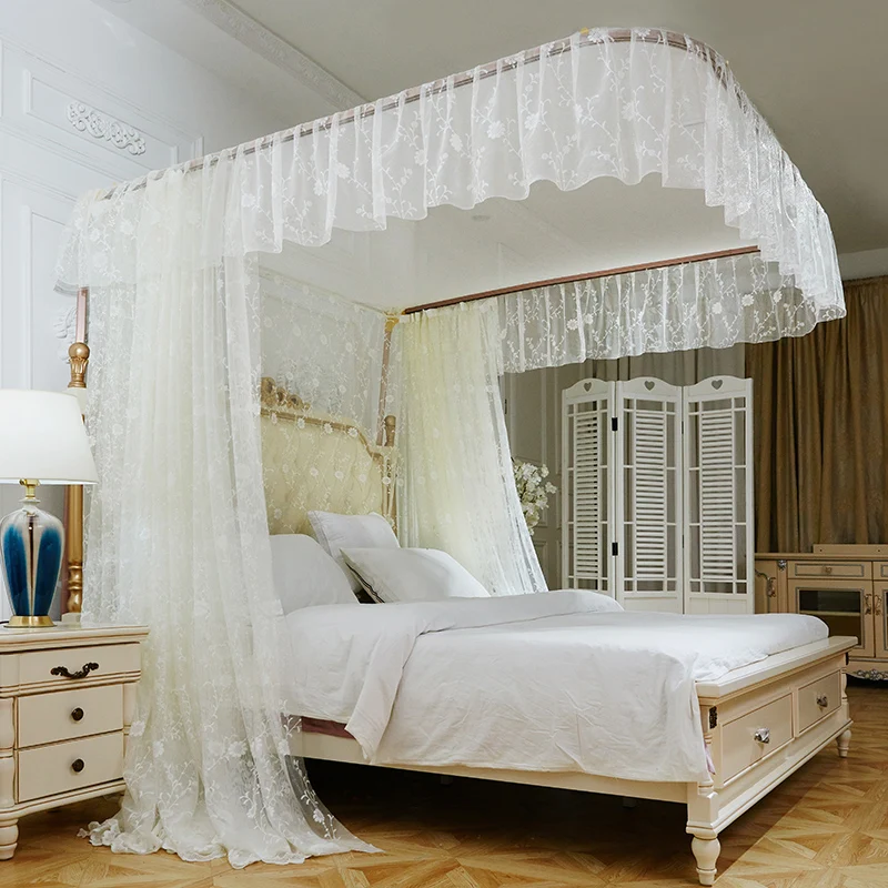 Белая Роскошная U образная направляющая дворцового стиля с тремя открывающимися