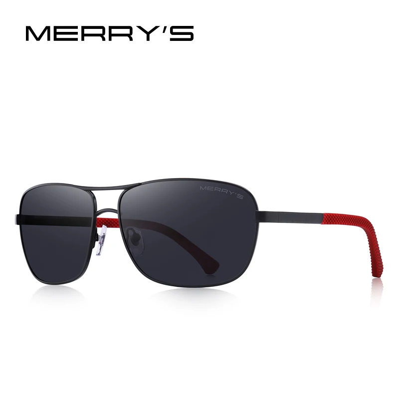 MERRYS DESIGN Men Classic Rectangle Sunglasses HD Polarized Sun glasses For Driving TR90 Legs UV400 Protection S8166 - Цвет линз: C01 Black