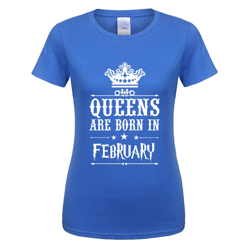 Omnitee Queens рождаются в феврале футболки Женская одежда из хлопка платье с коротким