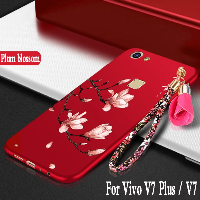 For vivo v7 plus Case case silicone luxury protector mobile phone back Cover TPU Soft 3D Flowers |