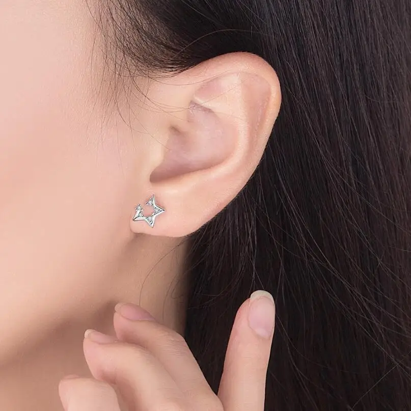 

New Hot Star Zircon Stud Earrings For Women 925 Sterling Silver Jewelry Accessories Pendientes Statement Earrings Brincos SAE5