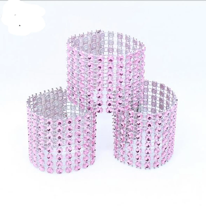 100 шт/партия розовое пластиковое украшение из страз кольцо для салфеток новое