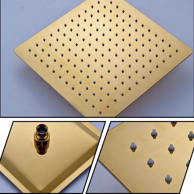 Золотой скрытый набор для душа Горячий Холодный переключатель система Смесители