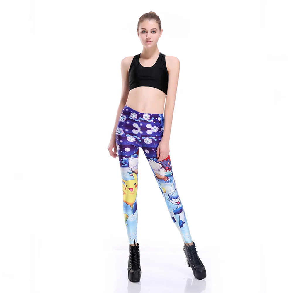 Женские леггинсы с мультяшным покемоном облегающие тонкие эластичные штаны из