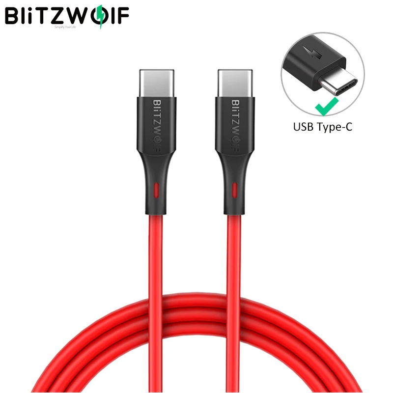 Зарядное устройство BlitzWolf 3A кабель для передачи данных с USB Type-C на PD iPad Pro /Macbook Huawei