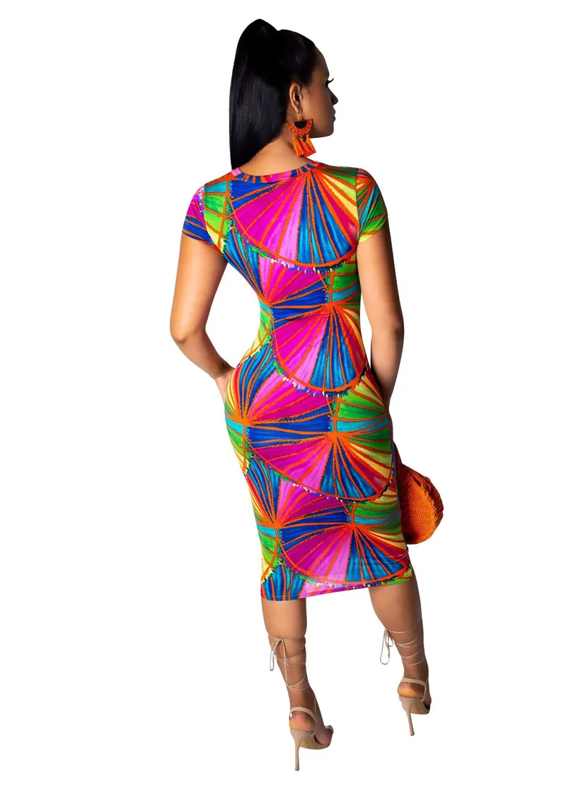 Женское платье миди с принтом в виде листьев Adogirl повседневное облегающее