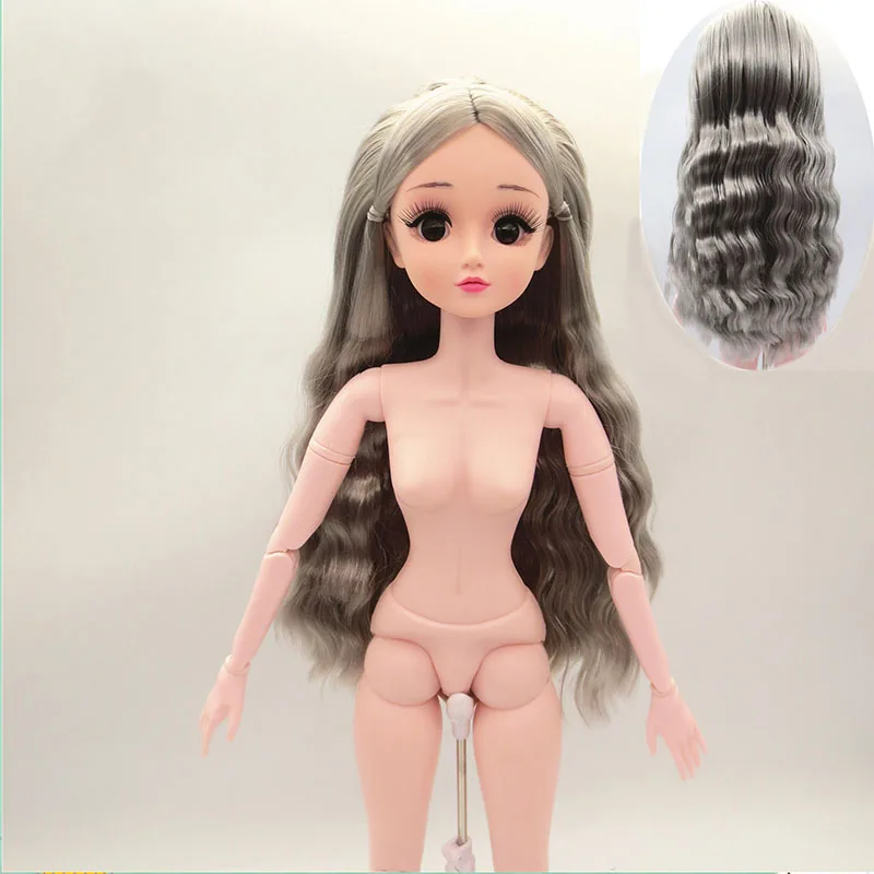 Куклы BJD 1/3, обнаженные куклы, 60 см/22 дюйма, 17 суставов, куклы BJD, парики для макияжа, обувь ручной работы, модные куклы BJD для девочек, подарки - Цвет: White Gray