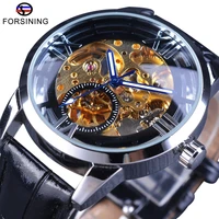 forsining fashion racing minimalist transparent design men automatic watch top brand luxury skeleton casual golden wrist watch