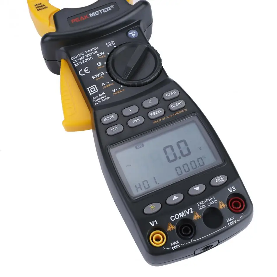 PEAKMETER MS2205 6000 отсчетов истинный RMS зажим измеритель мощности трехфазный