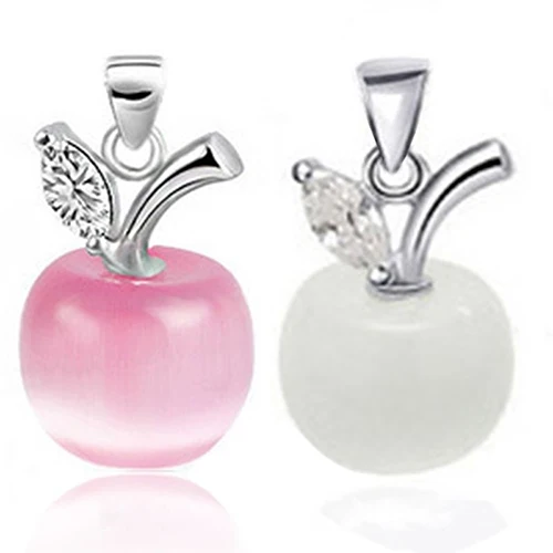 Девушка подвеска в форме яблока искусственный опал кубического циркония