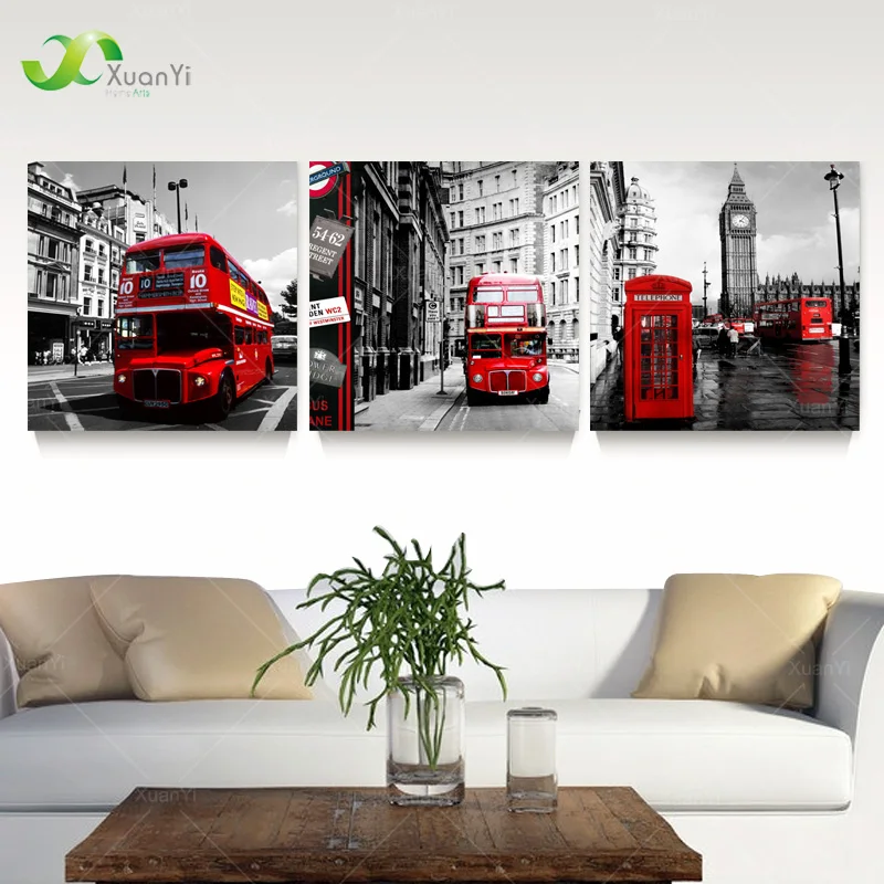 Настенная картина маслом 3 панели уличный пейзаж холст домашний декор для