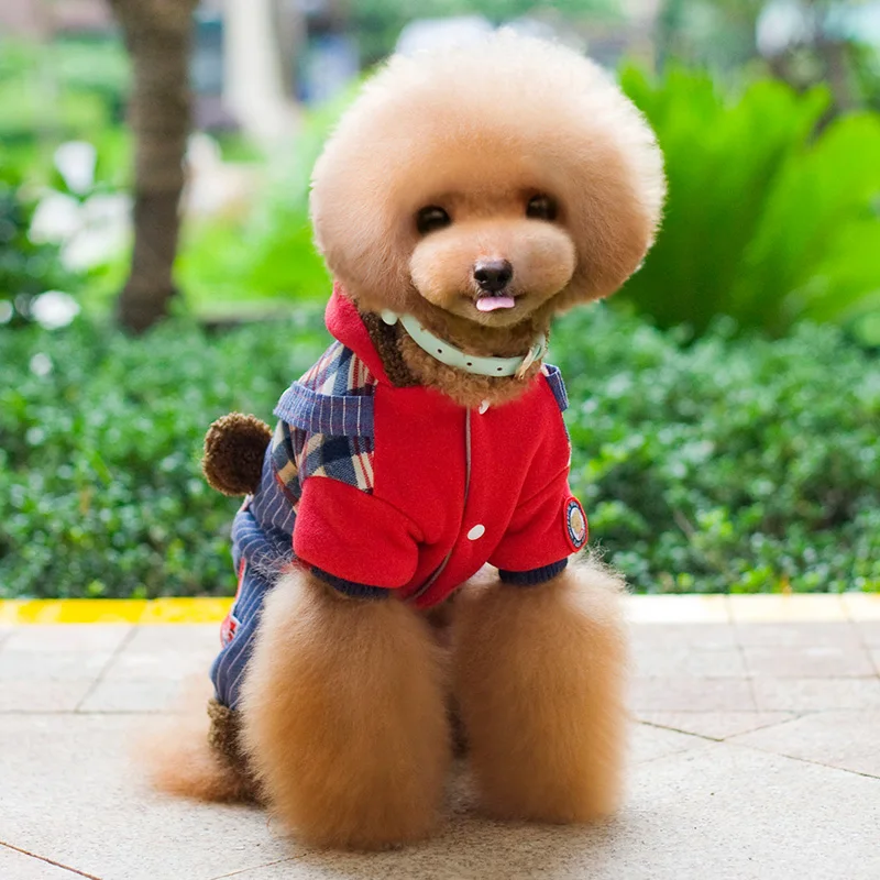 Новинка зимы одежда с принтом в виде собак Pet из хлопка милый Комбинезоны для