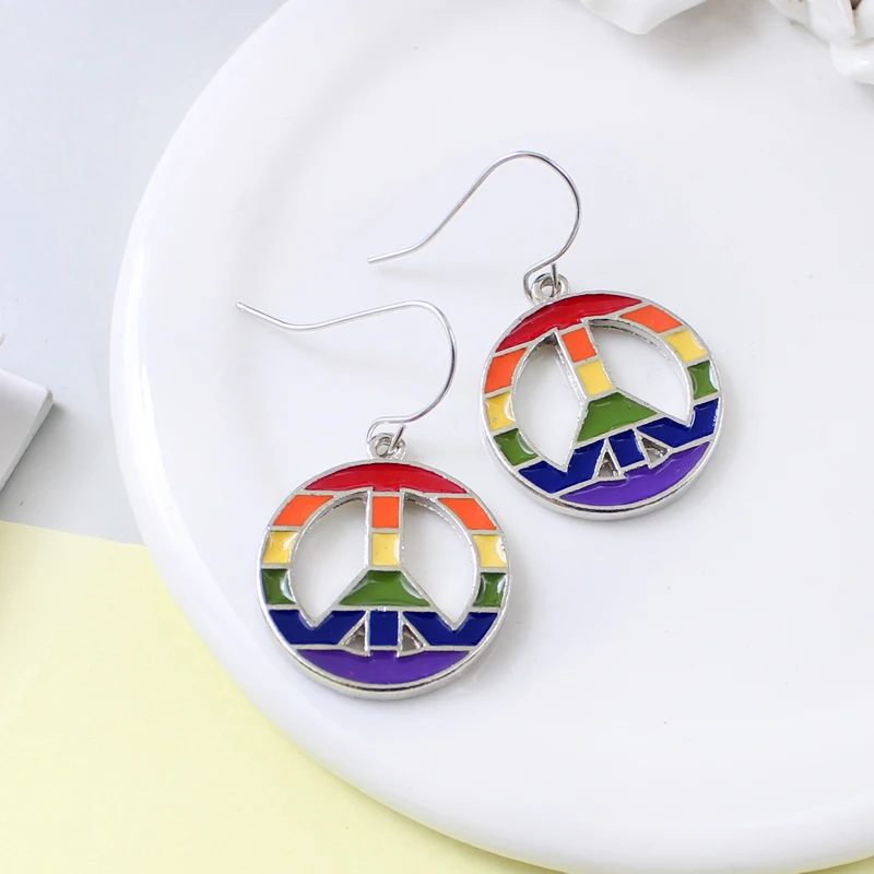Miniature Circular Rainbow Hollowed Stripe Umbrella Enameled Earrings Exquisite Jewelry For Men Women | Украшения и аксессуары