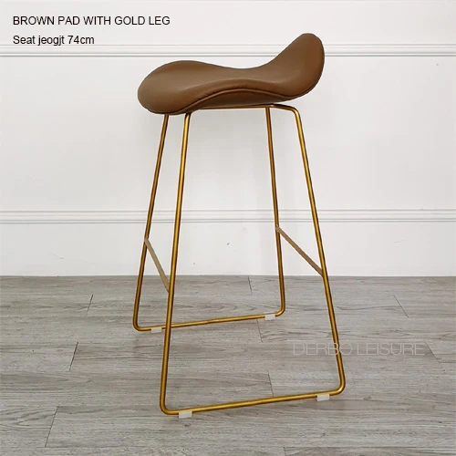 Gold Leg Brown Pad Современный классический модный Лофт Скандинавский дизайн популярный мягкий коврик из искусственной кожи металлическая основа для кухонной комнаты барный стул 1 шт - Цвет: Gold Leg Brown Pad