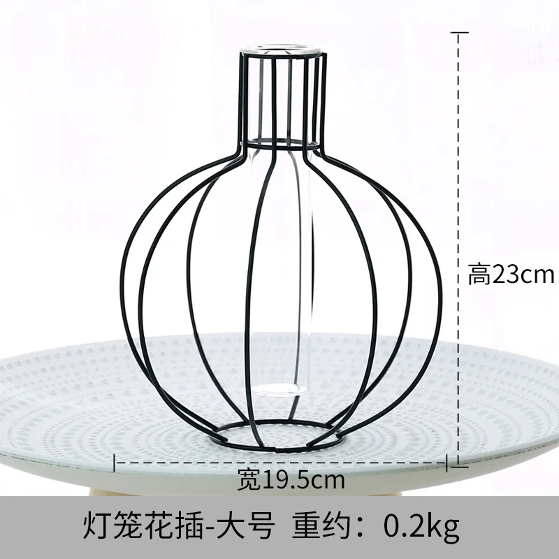 

Nordic Metal Vase Glass Hydroponic Plant Container Ornaments Home Decor Accessories Desktop Crafts Fake Flower Iron Vase Gifts