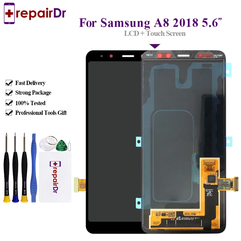 Оригинальный ЖК экран для SAMSUNG Galaxy A8 2018 дисплей A530 A530F Samsung сенсорный дигитайзер