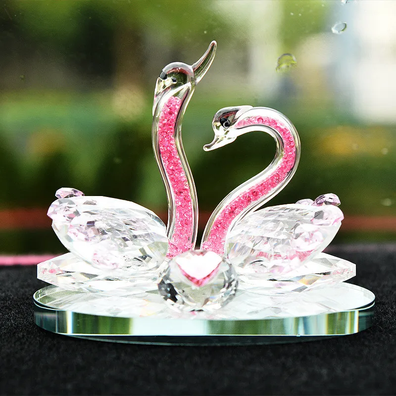 High-grade Crystal Pink Swan Crafts Home Decoration Car Interior Wedding Party Valentine's Day Gift | Дом и сад