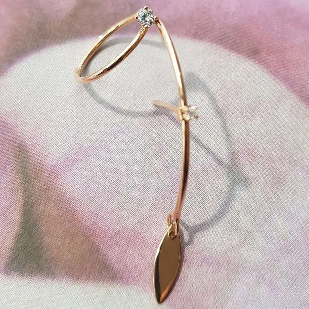 Серебряные серьги-клипсы с подвеской в виде большого листа | Украшения и