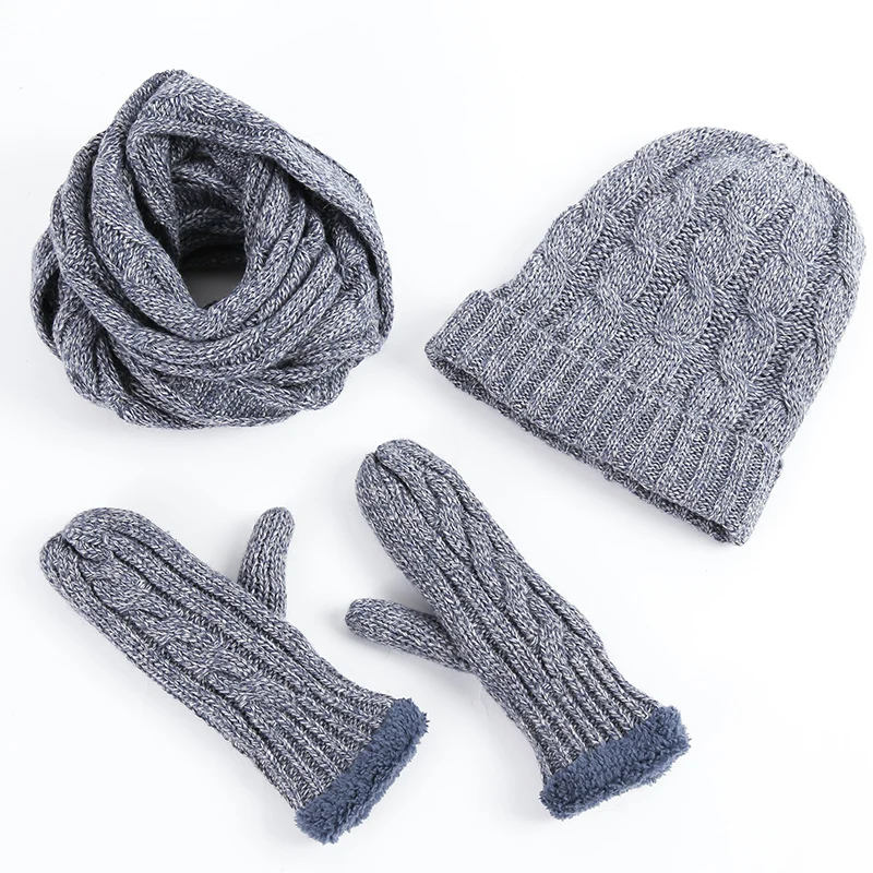 New Arrival High Quality Fashion Winter Women Thickening Knited Scarf Hat Set |