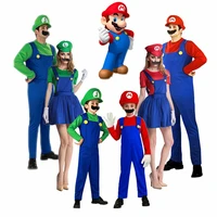 adults funy super mario luigi brothers plumber cosplay costume for men boys girls halloween fancy dress carnival party costumes