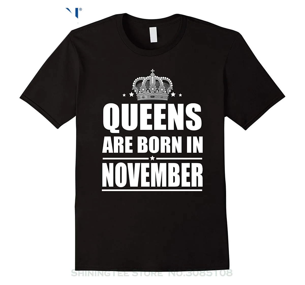Мужская футболка с коротким рукавом круглым вырезом Queens Are Born In November Gift на день