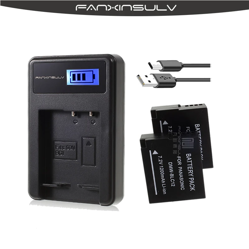 2 шт. DMW BLC12 BLC12E BLC12PP аккумулятор + USB ЖК зарядное устройство для Panasonic Lumix FZ1000 FZ200 FZ300