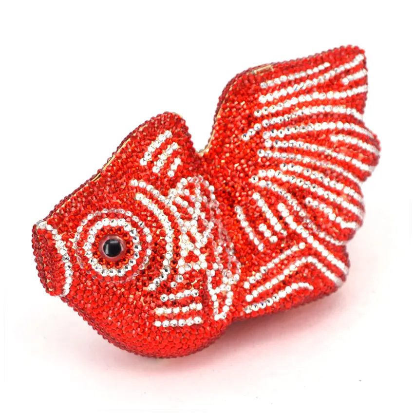 Красная Золотая рыбка Женский металлический Жесткий мини чехол свадебные клатчи