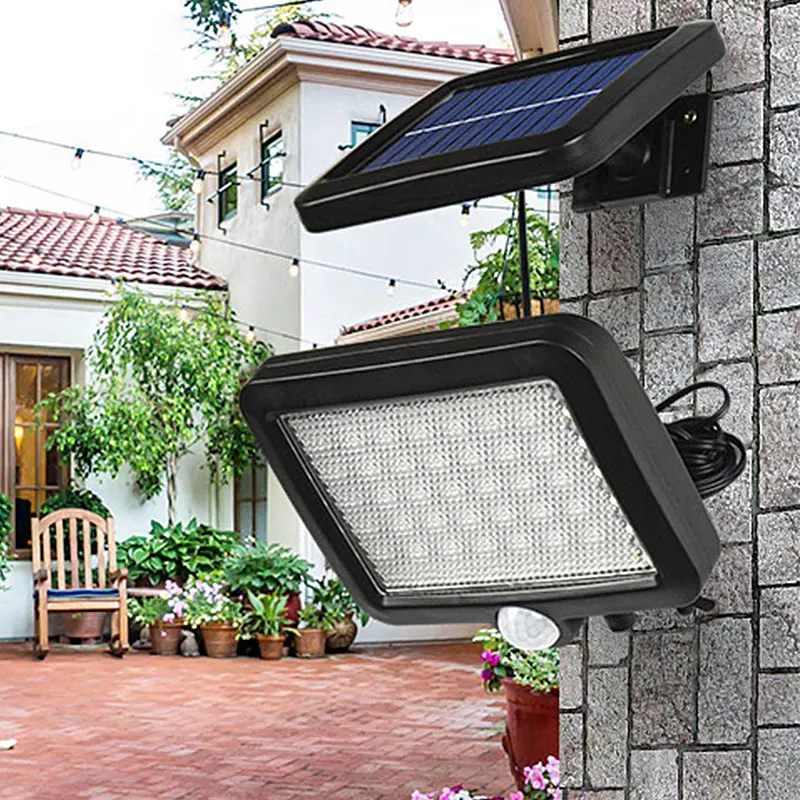 56 светодиодный открытый солнечный свет стены движения PIR датчик солнечной лампы Водонепроницаемый инфракрасный Сенсор свет сада