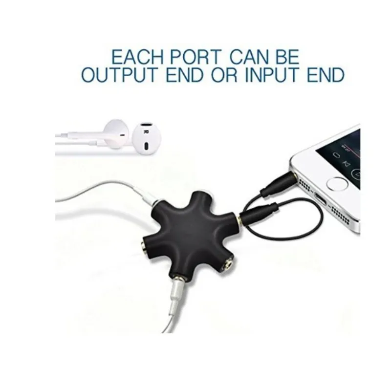 Multi Headphone Splitter 1 Male to 5 Port Female Earphone Headset Adapter Compatible with Smartphones Tablet MP3 |