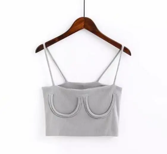 Сексуальный вязаный груди полумесяц Slash шеи майки Для женщин топ на бретельках