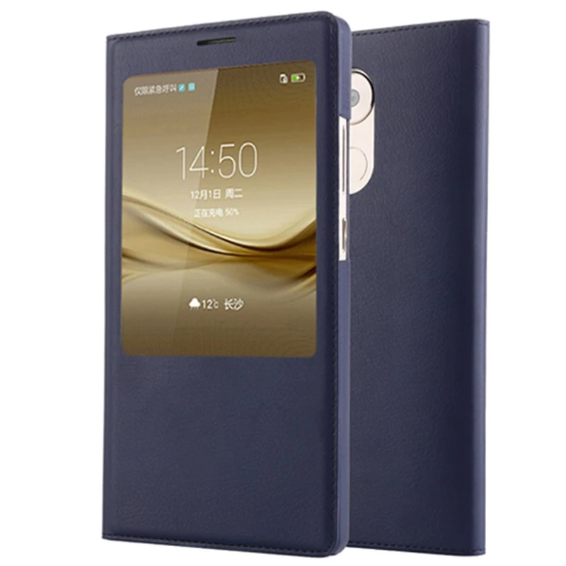 Флип-чехол для huawei mate 8, кожаный чехол 6,0 дюйма, умный чехол с окном, кожаный чехол для huawei mate 8, чехол, золотистый