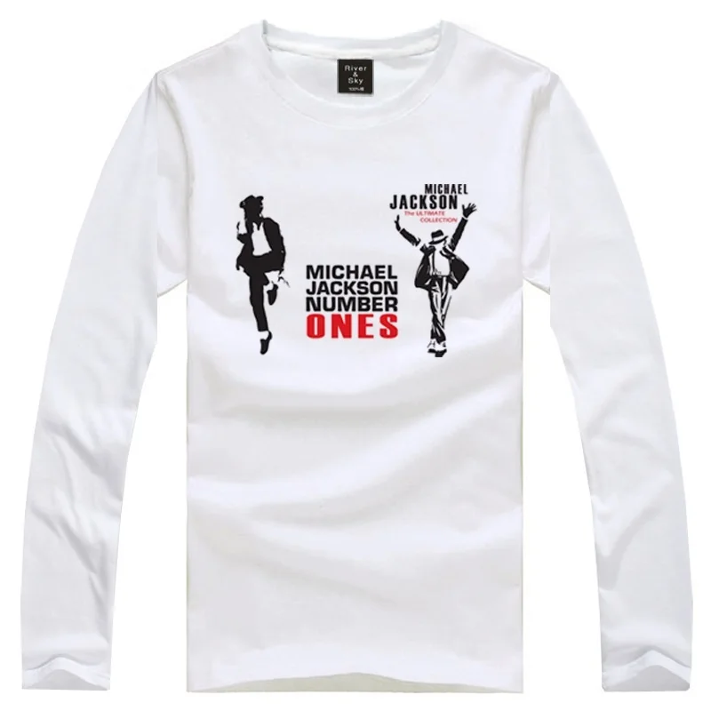 Весна Лето Number Ones печатных футболка король поп-музыки Майкл Джексон MJ длинные