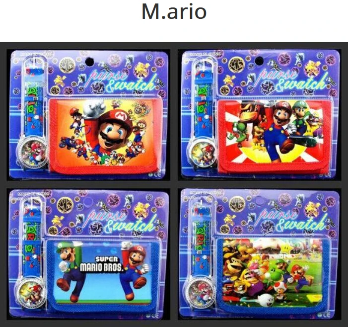 12 комплектов Super Mario Bros наручные часы и кошельки вечерние сувениры A16