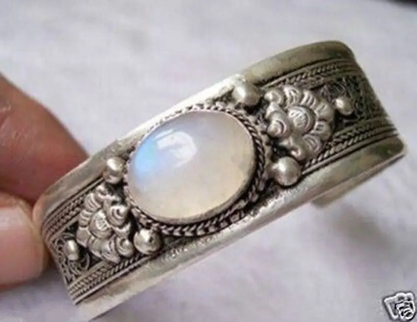 Wyan доставка&gt тибетские серебряные браслеты на запястье с белым лунным камнем 5