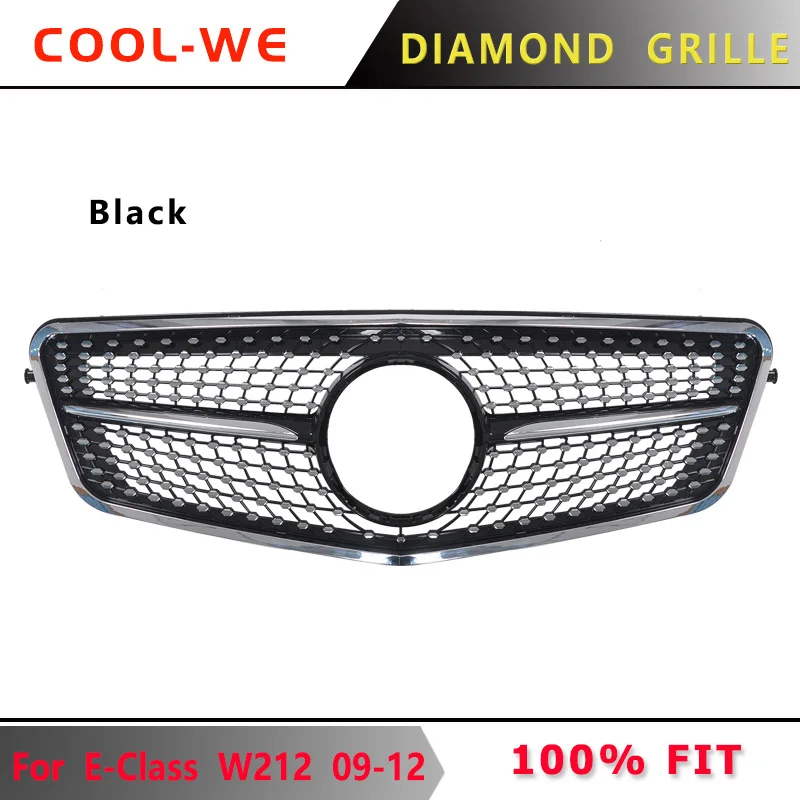 Для Mercedes Benz W212 Grill E CALSS Алмазная решетка E200 E260L E300L E350 E400 2009-2012 - Цвет: Black for 2009-2012