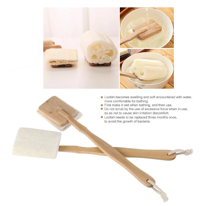 TREESMILE 2PCS Bath brush Back Exfoliating Long Handle Loofah With Wooden Body Massage Brush Bathing D45 | Дом и сад