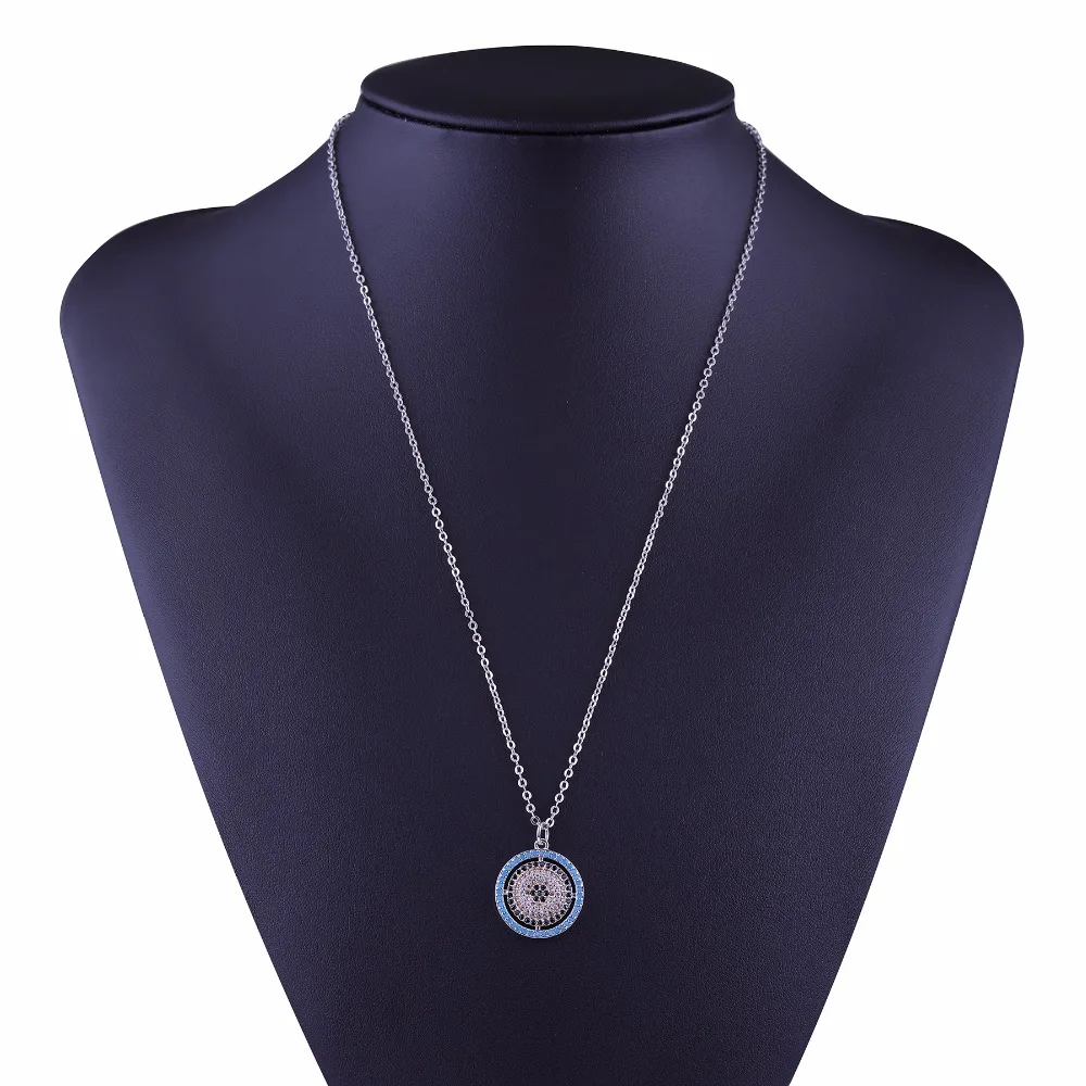 JUWANG круглый Турецкий Дурной глаз кулон ожерелье для женщин золотой цвет цепочка