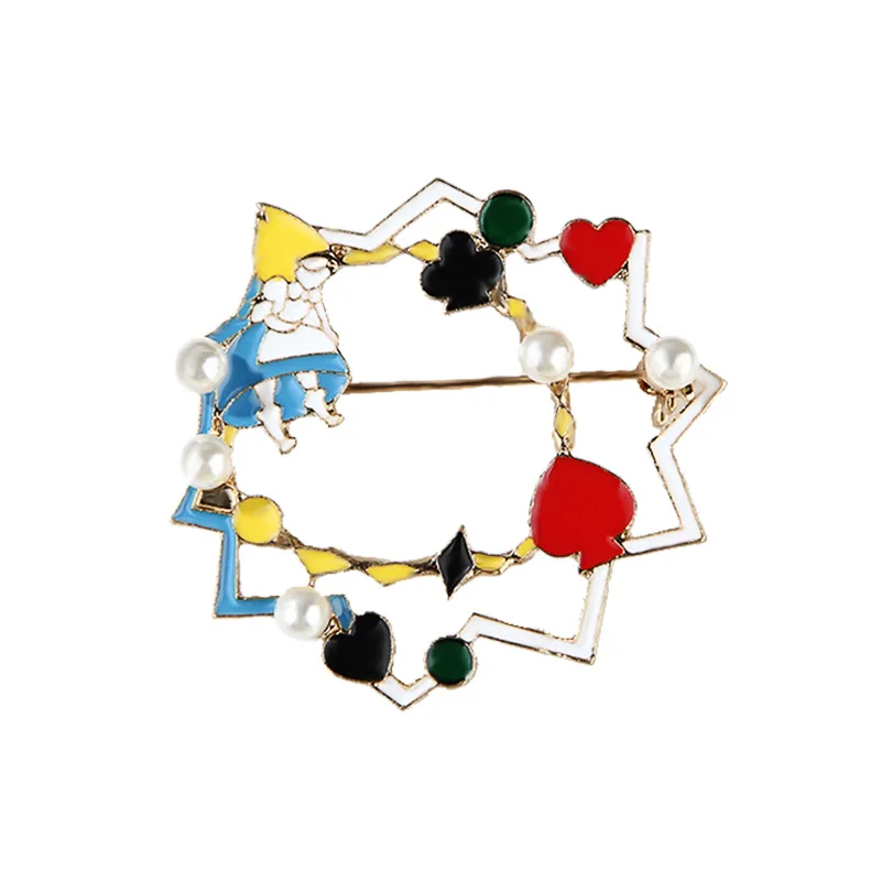 Alice In Wonderland, броши, значок, 6 стилей, мультяшный значок, металлическая эмаль, реквизит для косплея, аксессуары, ювелирное изделие, подарок для девочек и женщин - Окраска металла: G