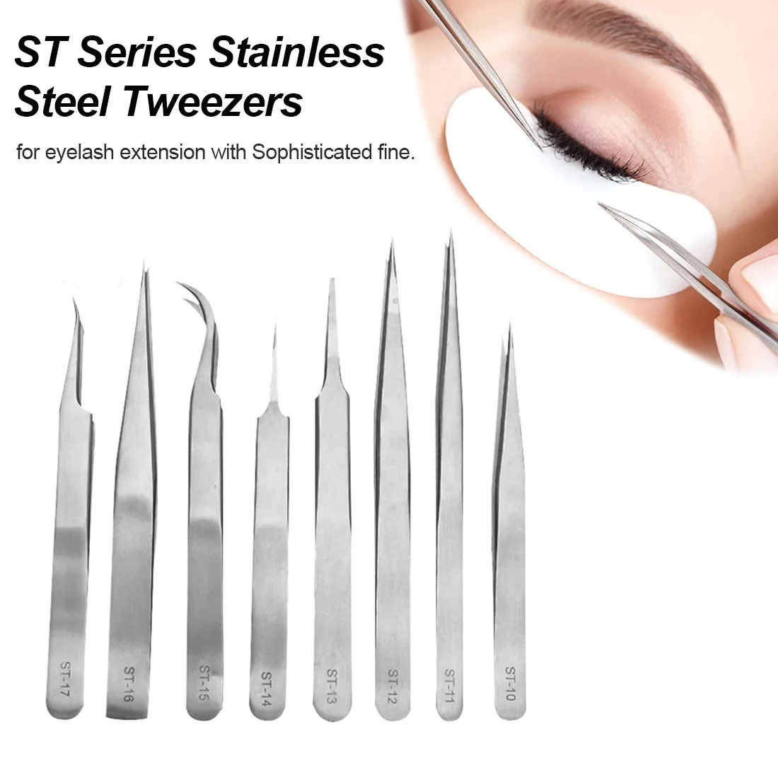 

ST Series Stainless Steel Tweezers Electronics Tweezers Set For False Eyelash Forceps Precision Watchmaker Repair Tool 1Pc